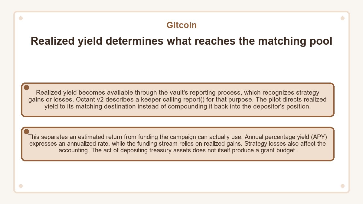 Visual outline: Gitcoin: Realized yield determines what reaches the matching pool